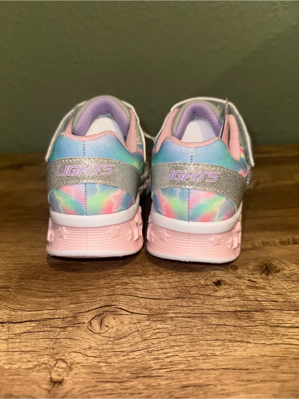 Skechers Kids Light-Up Rainbow Star Sneakers - Pink, Silver, Multicolor - Picture 4 of 8